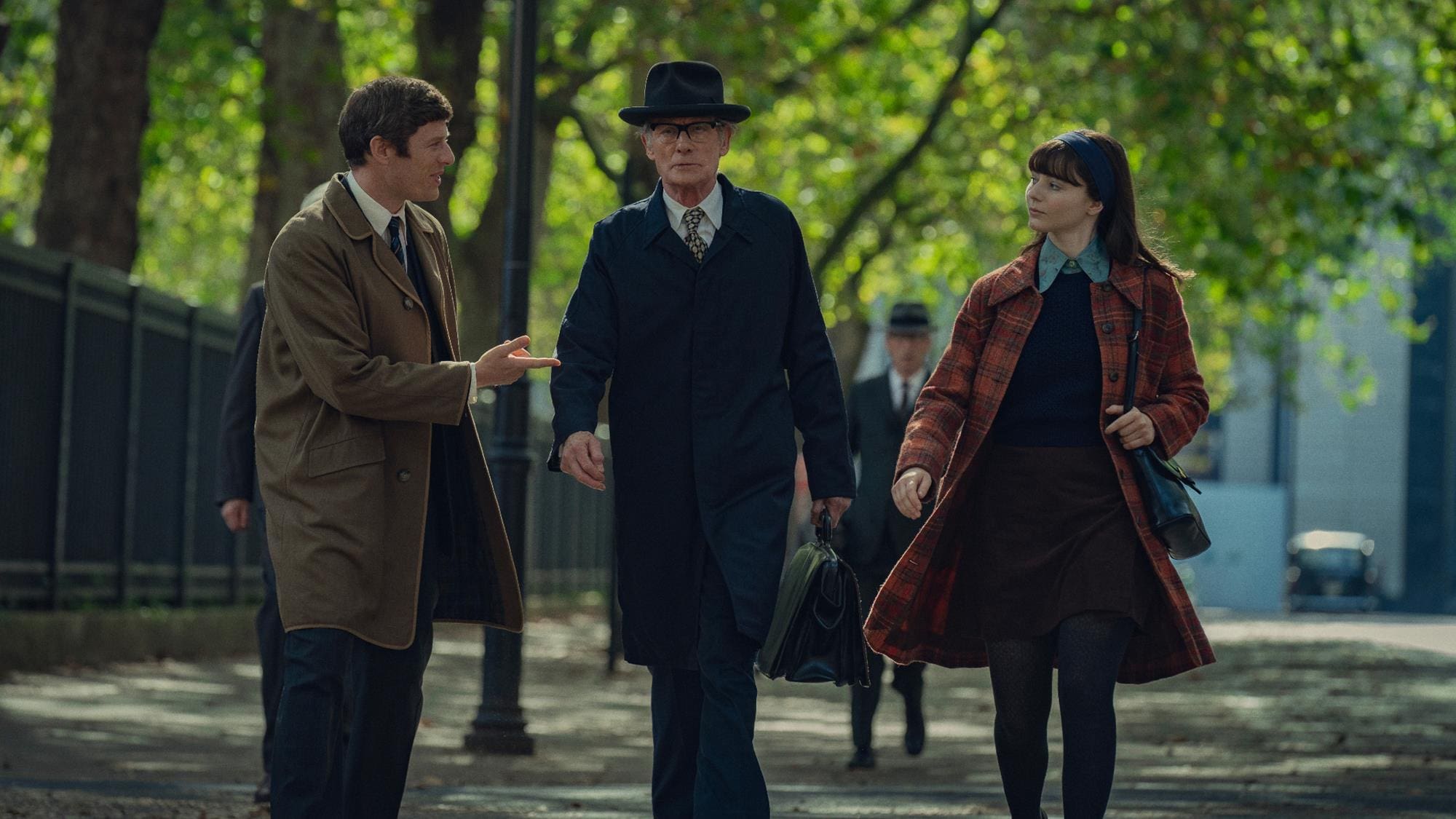 James Norton, Bill Nighy and Thomasin Mackenzie in Joy (Credit: Netflix)