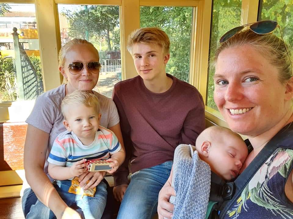 Rachel and Clare with their Bourn Hall babies Clayton and Clark, and their big brother Joshua