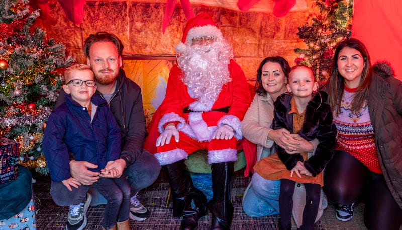 Cara and Steve take Alfie and Esmae to meet Santa, with Bourn Hall's Becky Green