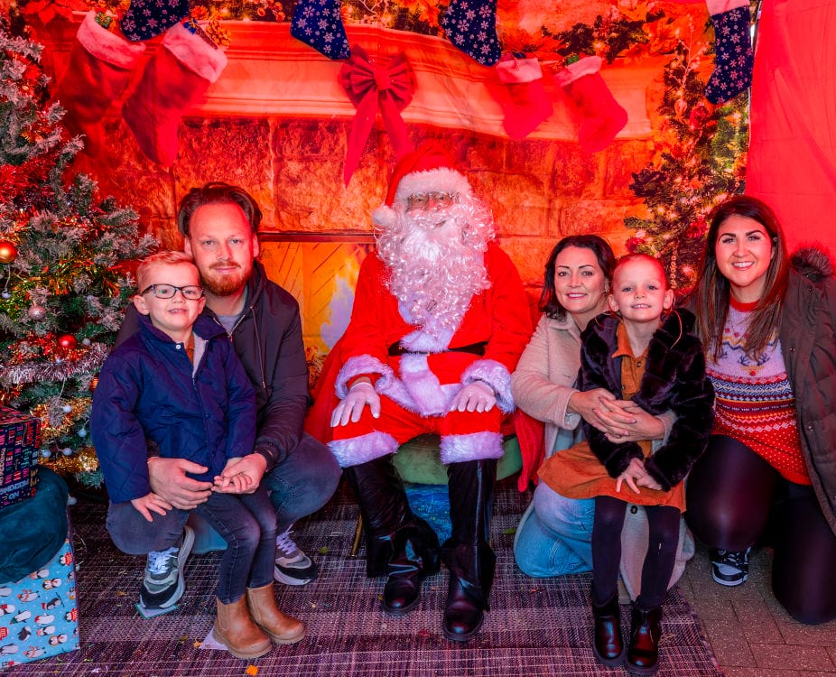 Cara and Steve take Alfie and Esmae to meet Santa, with Bourn Hall's Becky Green