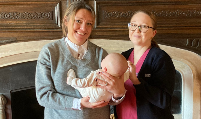 Katie Warburton and Julie Middlemas celebrate the donor team's first arrival. egg donors