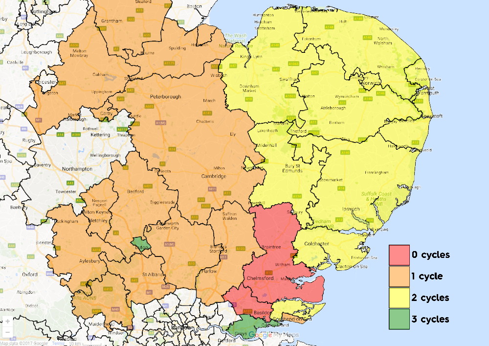 NHS IVF Funding Map for East of England (Jul 2021) feat