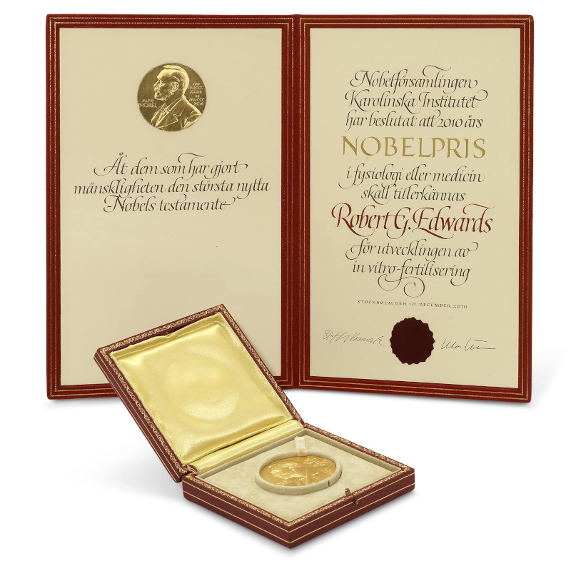 Robert Edwards' Nobel Prize [image kindly supplied by Christie's]