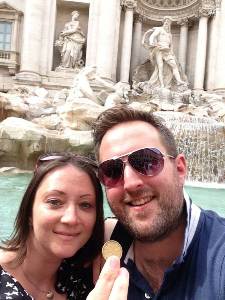 Us in Italy a few months after our second failure – making a wish at the Trevi fountain